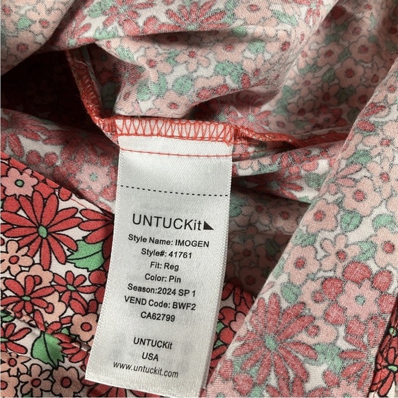 Untuckit Dress Women’s Size 2 Imogen Button Up Floral Side Pockets  Shirt Dress - Picture 3 of 12